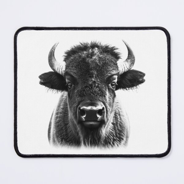 Item preview, Bison Portrait – Black and White Bold Wildlife Illustration designed and sold by inkoutninja.