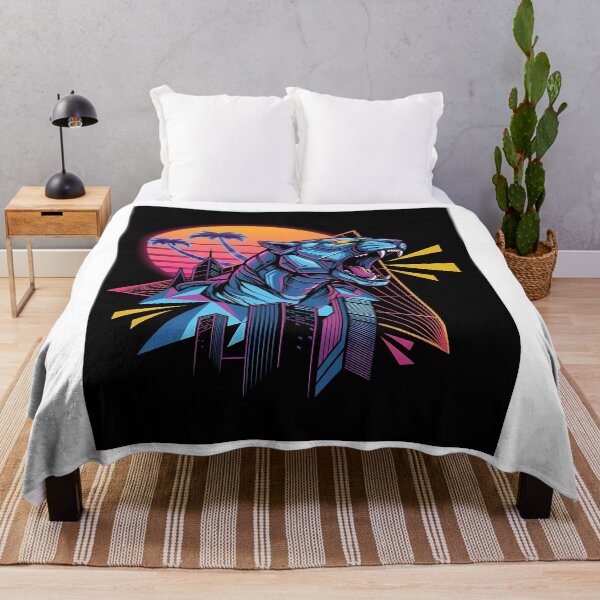 Item preview, Cyberpunk Panther Roar Retro Cityscape designed and sold by Bkrayo.