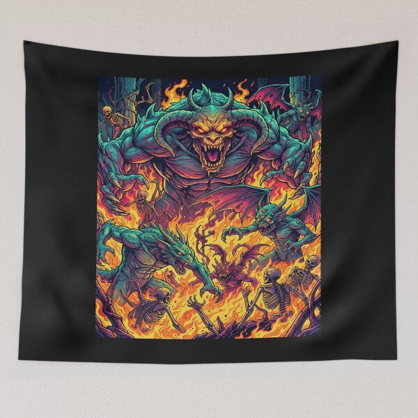 Item preview, Demons and Skeletons in Fiery Battle designed and sold by Bobkataaa.