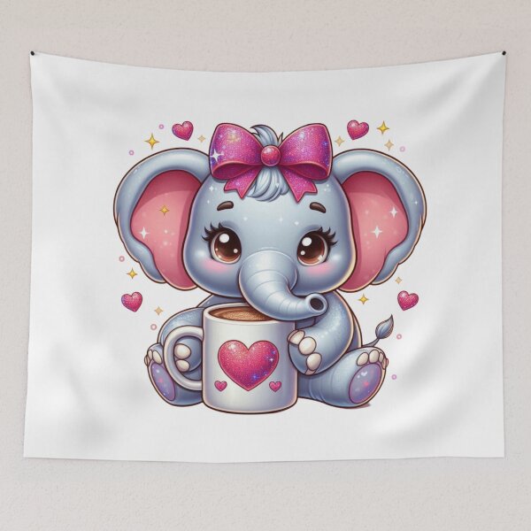 Item preview, Cute Elephant Coffee Valentine Illustration designed and sold by Lulunza.