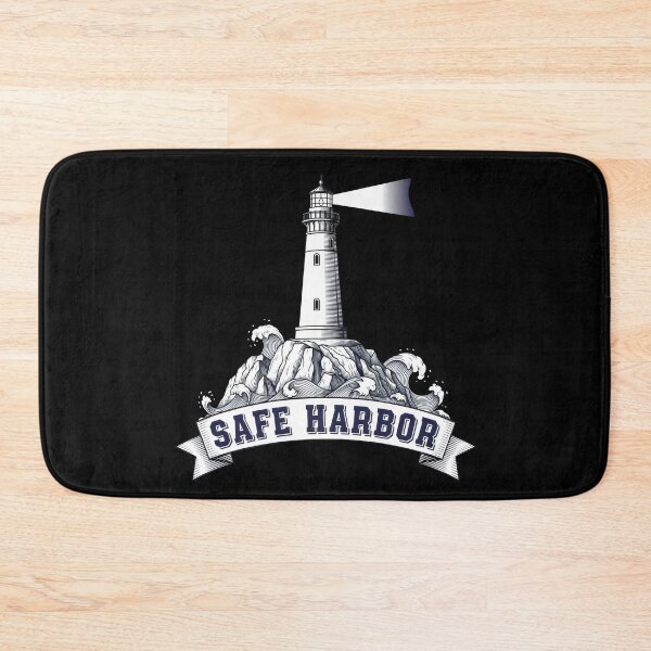 Item preview, Lighthouse Waves Art - Safe Harbor, Nautical Hope Guidance Minimalist Black White Design designed and sold by Luminari Creations.