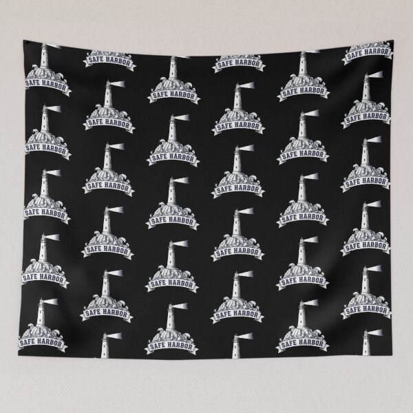 Item preview, Lighthouse Waves Art - Safe Harbor, Nautical Hope Guidance Minimalist Black White Design designed and sold by Luminari Creations.