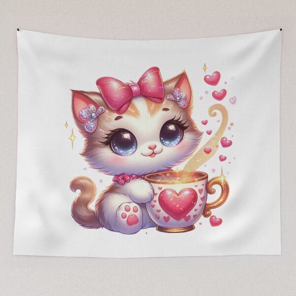 Item preview, Cute Cat With Coffee Valentine Cute Illustration designed and sold by Lulunza.