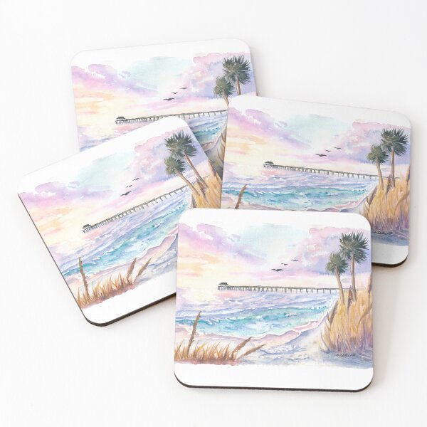 Item preview, Golden Sunset Over Tybee Pier Coastal Georgia Shore designed and sold by artshop77.