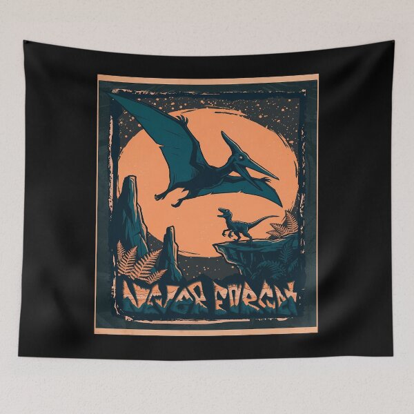 Item preview, Dinosaur Landscape with Pterodactyl and Raptor designed and sold by Bobkataaa.