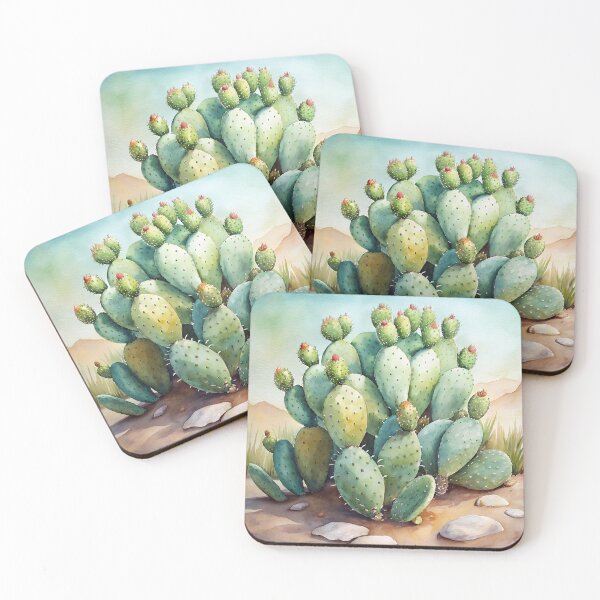 Item preview, Watercolor Prickly Pear Cactus designed and sold by AntiqueWhiteArt.