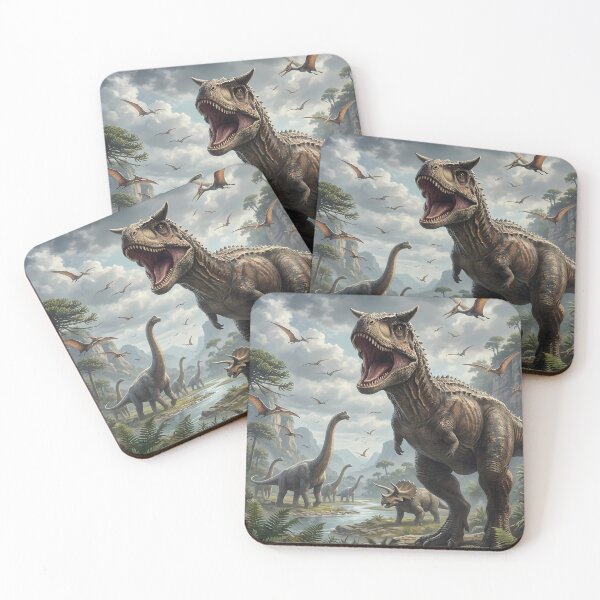 Item preview, Dinosaur Landscape with Carnotosaurus and Pterodactyls designed and sold by Bryghte.