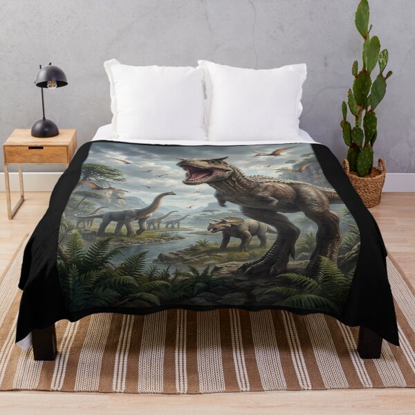 Item preview, Dinosaur Landscape with Carnotosaurus and Pterodactyls designed and sold by Bryghte.