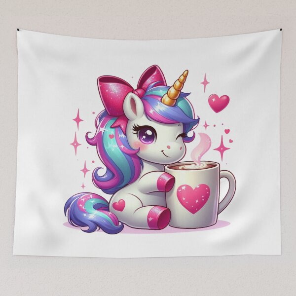 Item preview, Cute Unicorn With Coffee Valentine Illustration designed and sold by Lulunza.