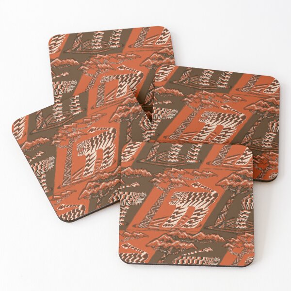 Item preview, Crimson Zen Tiger - Geometric Folk Art in Vintage Red designed and sold by Z&C.