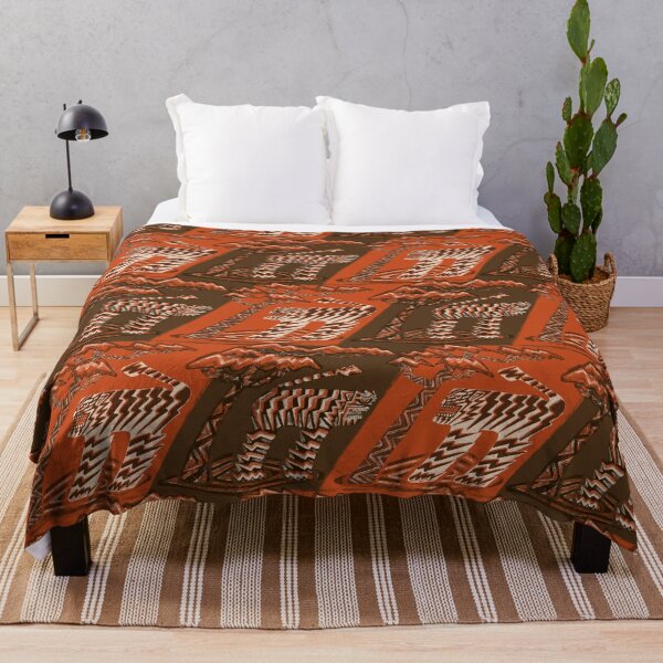 Item preview, Crimson Zen Tiger - Geometric Folk Art in Vintage Red designed and sold by Z&C.