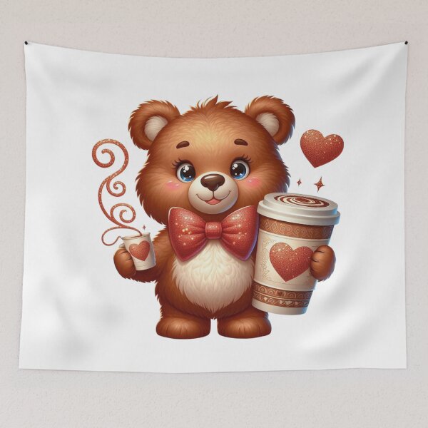 Item preview, Cute Teddy Bear with Coffee Cup Valentine Illustration designed and sold by Lulunza.