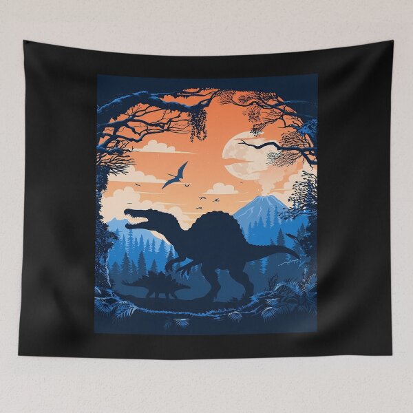 Item preview, Dinosaur Silhouette Landscape with Volcano designed and sold by Bryghte.