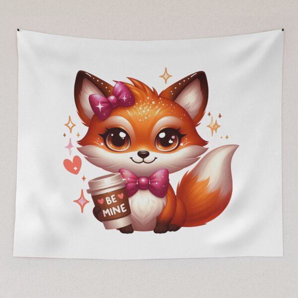 Item preview, Cute Fox Valentine Coffee Illustration designed and sold by Lulunza.