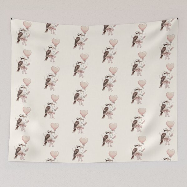 Item preview, Cute Kookaburra Bird with Heart Balloon - Pastel Australian Aesthetic designed and sold by Wennebabs.