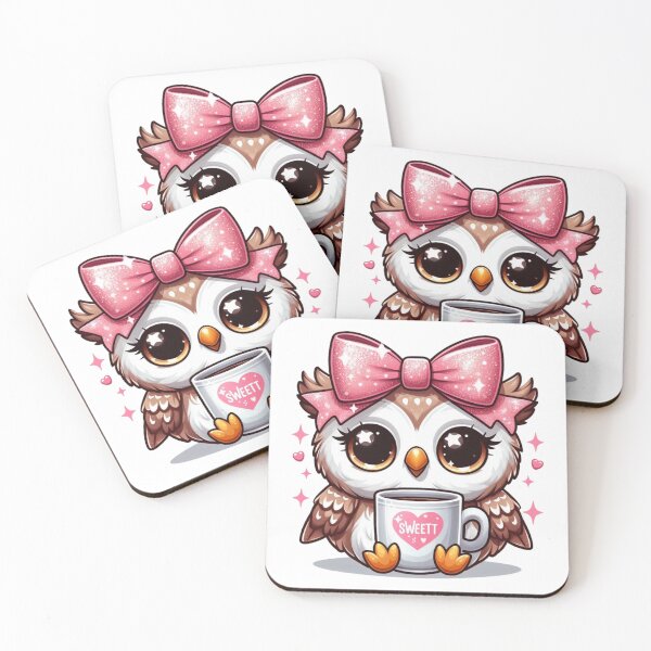 Item preview, Cute Owl Valentine Coffee Illustration designed and sold by Lulunza.