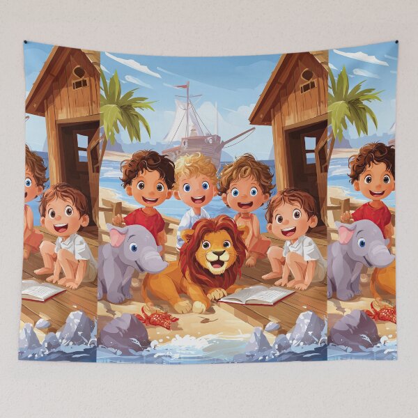 Item preview, Kids Reading Books on Pirate Ship Deck designed and sold by Piotrek0001.