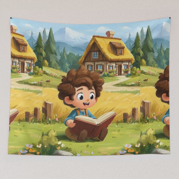 Item preview, Boy Reading on Log in Forest designed and sold by Piotrek0001.