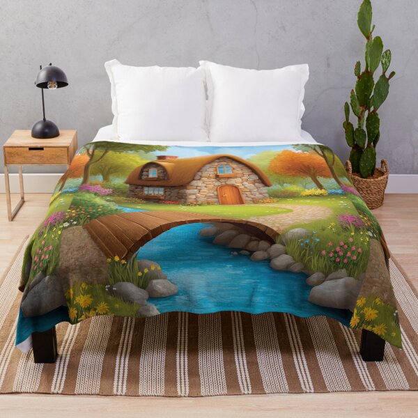 Item preview, Stone Cottage by the River Illustration designed and sold by Piotrek0001.