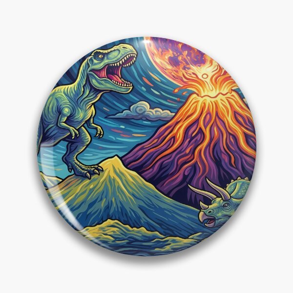 Item preview, Dinosaurs Under Volcanic Moon Digital Art designed and sold by ChiqueAvenue.