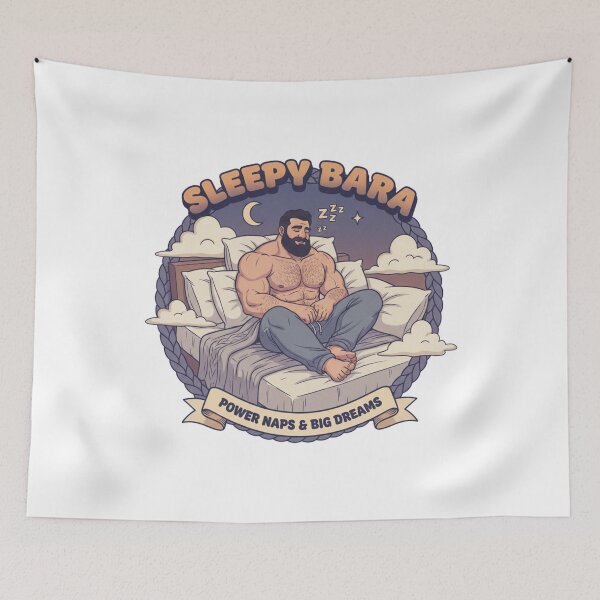 Item preview, Sleepy Bara – Power Naps & Big Dreams Muscular Man Gym Recovery Art designed and sold by Wear Sculpt.