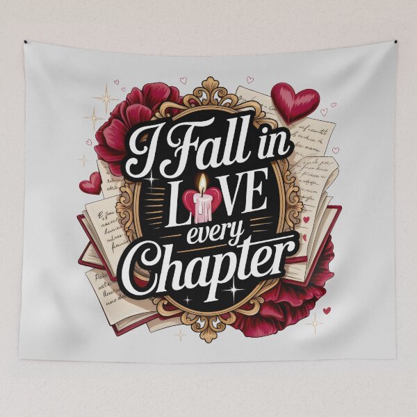 Item preview, I Fall In Love Every Chapter Romantic Book Lover Floral Art designed and sold by SplashTastic.