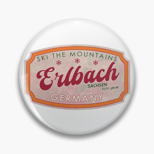 Item preview, Erlbach, Germany, Sachsen, Ski, textured skiing badge designed and sold by Wanderful-roads.
