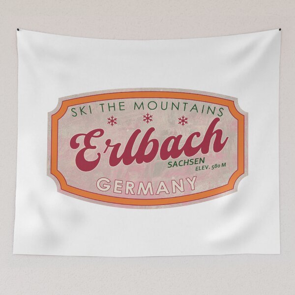Item preview, Erlbach, Germany, Sachsen, Ski, textured skiing badge designed and sold by Wanderful-roads.