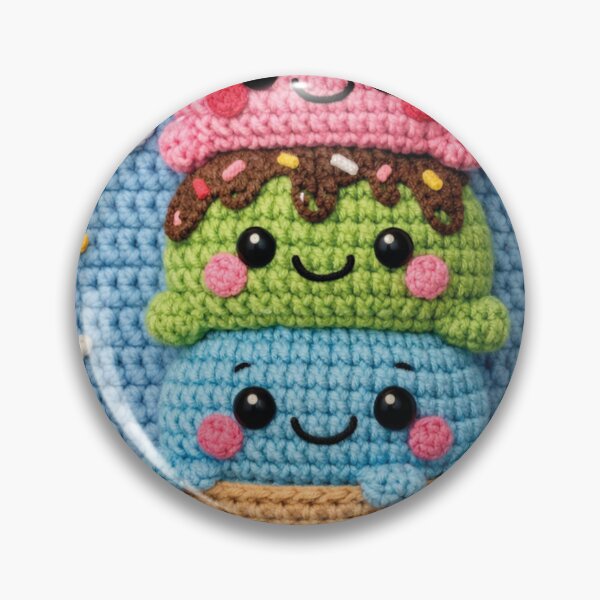 Item preview, Cute crocheted ice cream cone amigurumi – colorful ice cream design designed and sold by Mauswohn.