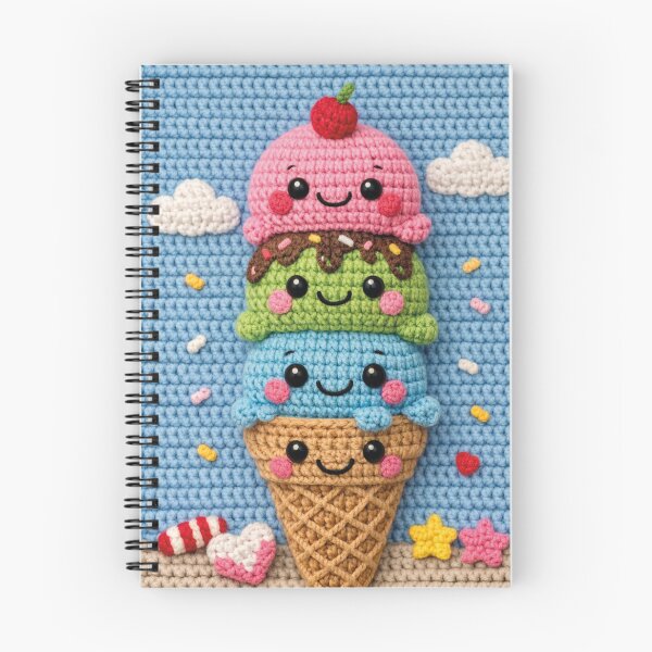 Item preview, Cute crocheted ice cream cone amigurumi – colorful ice cream design designed and sold by Mauswohn.