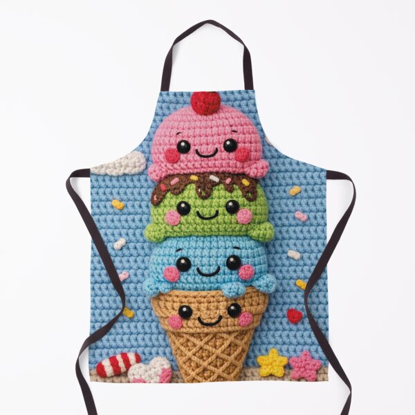 Item preview, Cute crocheted ice cream cone amigurumi – colorful ice cream design designed and sold by Mauswohn.