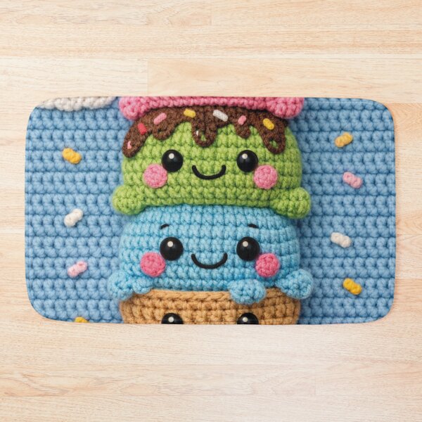 Item preview, Cute crocheted ice cream cone amigurumi – colorful ice cream design designed and sold by Mauswohn.
