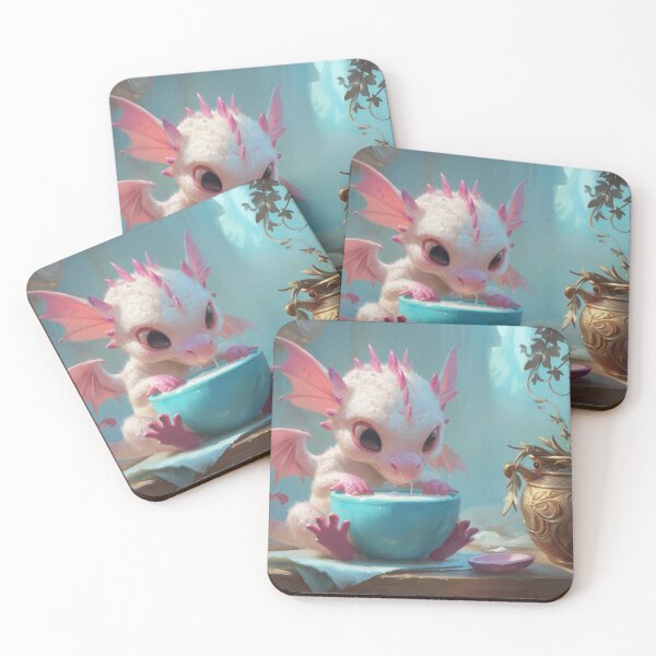 Item preview, Milk First, Magic Later – Pastel Fantasy Dragonling Illustration designed and sold by Drinn Gardt.