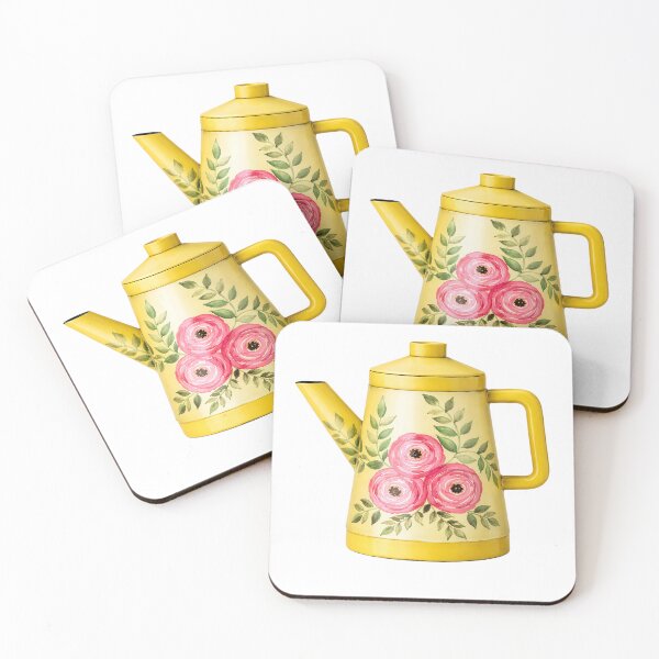 Item preview, Yellow Floral Teapot – Hand Painted Watercolor Pattern with Realistic Effect designed and sold by Pacika.