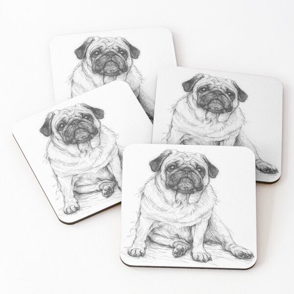 Item preview, Pug Portrait Pencil Drawing | Black and White Dog Sketch Art Print designed and sold by Leon Woods Pencil Art.