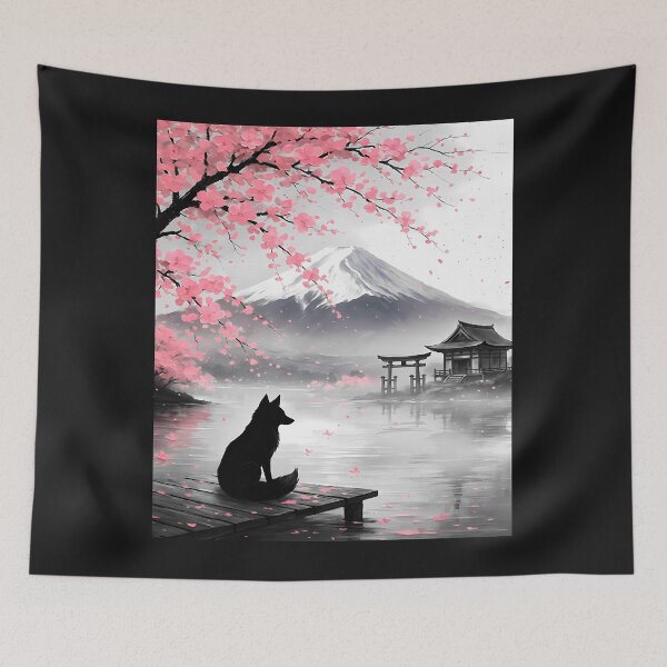 Item preview, Fox, Cherry Blossoms, and Mount Fuji designed and sold by Daniel Abdelmaseih.