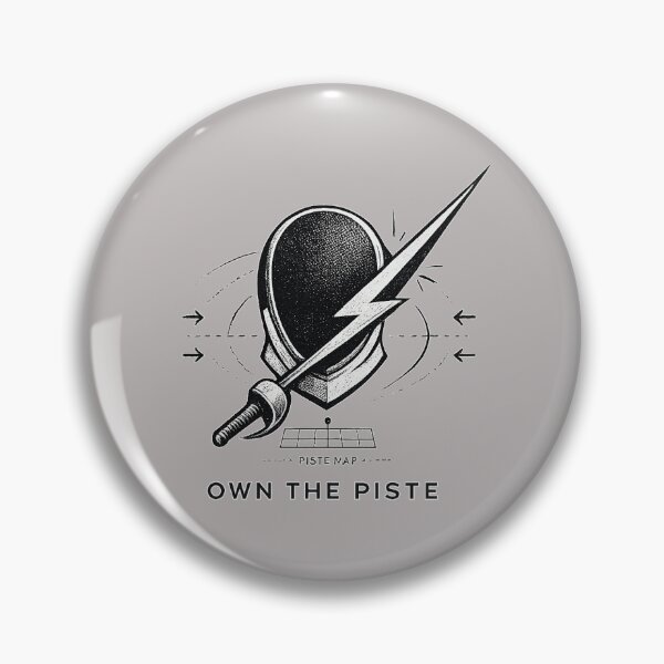 Item preview, Own The Piste – Minimalist Fencing Mask & Lightning Épée Emblem designed and sold by ChillCharmStudio.