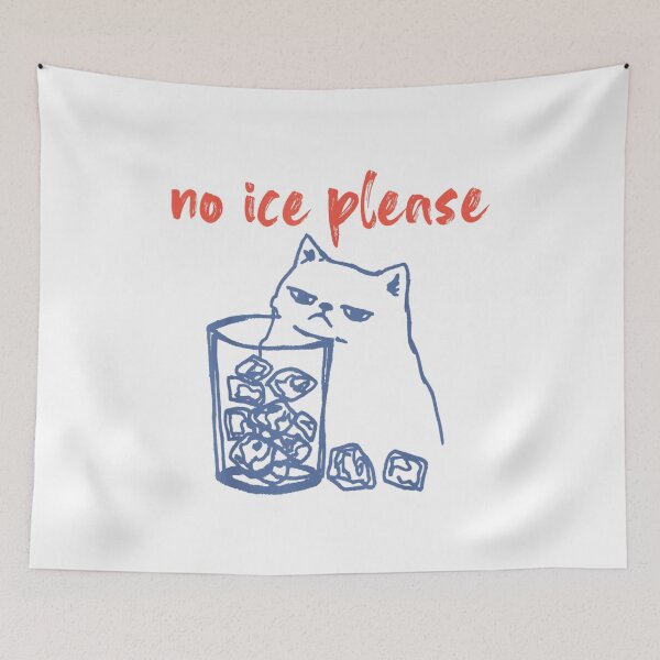 Item preview, No Ice Please Funny Grumpy Blue Cat With Big Ice Drink designed and sold by DienesAngele.