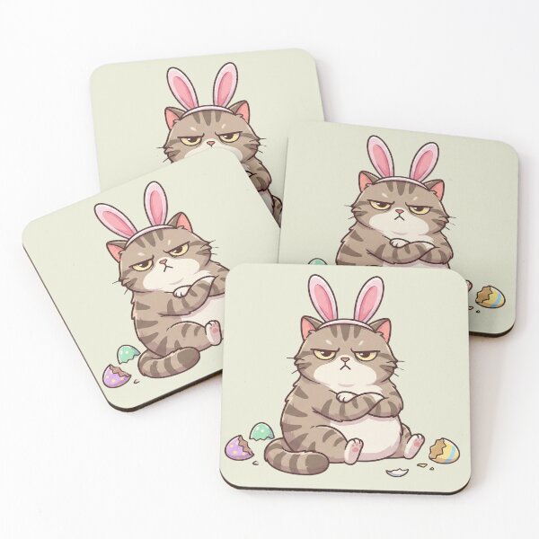 Item preview, Grumpy Easter Cat - The Reluctant Bunny designed and sold by ArtsByAdriana.