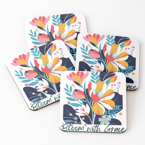 Item preview, Bloom With Grace Vibrant Floral Typography Art designed and sold by Soluna Studio.