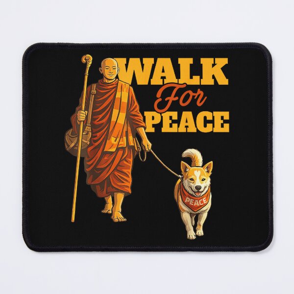 Item preview, Spiritual Monk Walking For Peace With Dog Graphic Illustration Design designed and sold by StanaLuis.