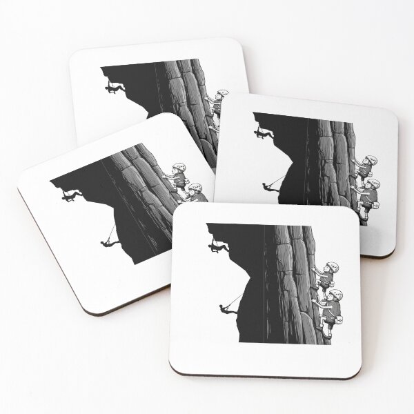 Item preview, Together We Climb – Rock Climbing Teamwork Illustration designed and sold by kuikai123.