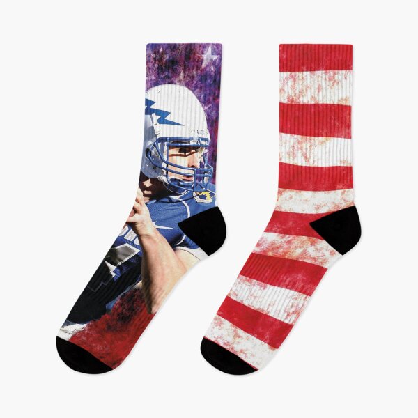 Item preview, American football quarterback in front of the USA flag – Sports Art designed and sold by Mauswohn.