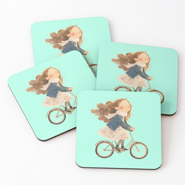 Item preview, Girl on bicycle – Cute illustration in the wind designed and sold by Mauswohn.