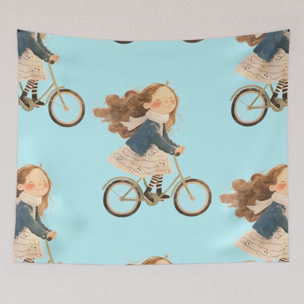 Item preview, Girl on bicycle – Cute illustration in the wind designed and sold by Mauswohn.
