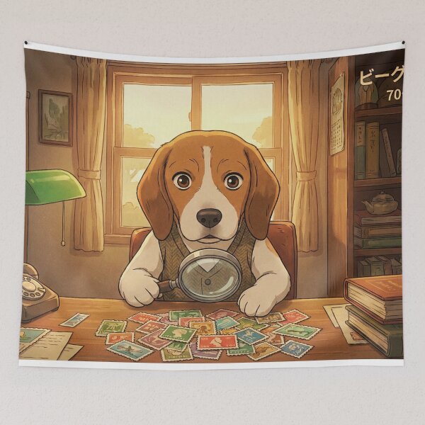 Item preview, beagle stamp collecting designed and sold by Midnight Replay.