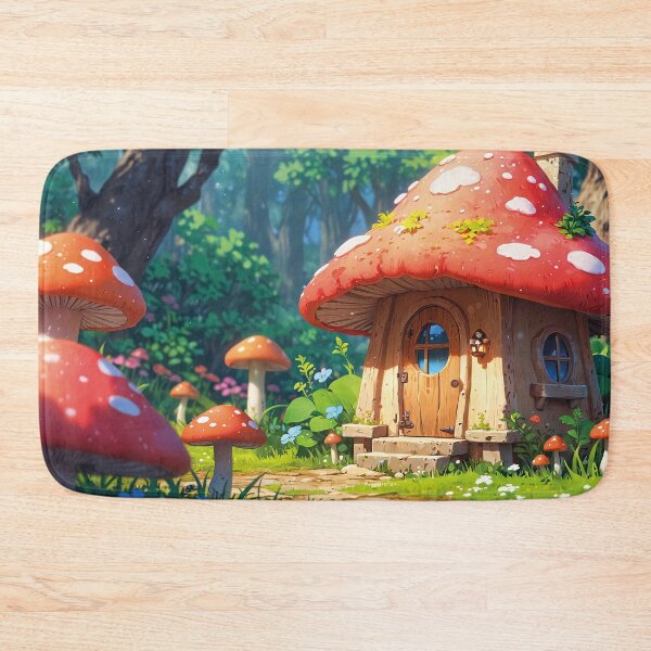 Item preview, Magical Fly Agaric House in a Fairytale Forest – Fantasy Art designed and sold by Mauswohn.