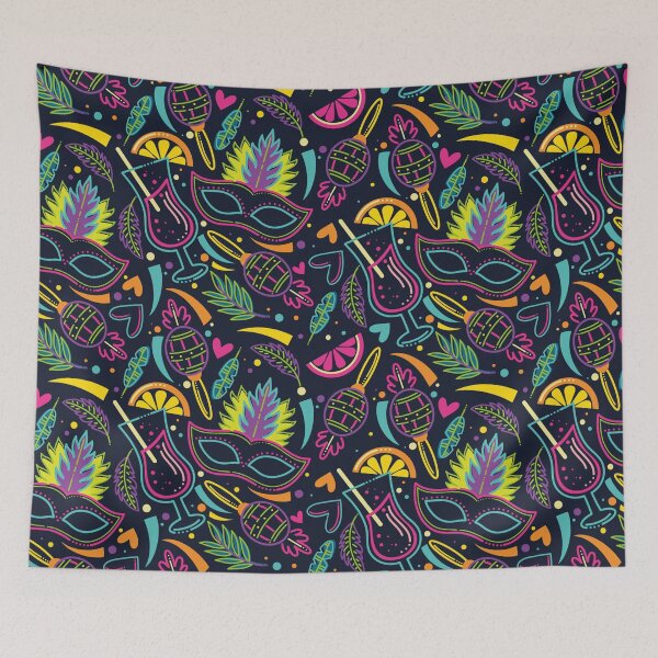 Item preview, Colorful Carnival Party Pattern – Masks and Cocktails designed and sold by Mauswohn.