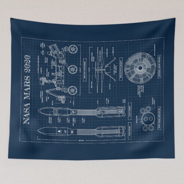 Item preview, NASA Mars 2020. Perseverance and Ingenuity (Vertical Navy Blueprint) designed and sold by BGALAXY.