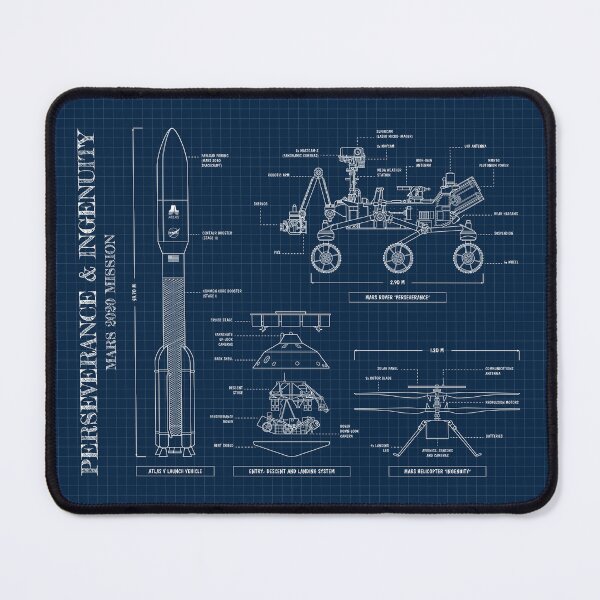 Item preview, NASA Mars 2020. Perseverance and Ingenuity (Vertical Navy Blueprint) designed and sold by BGALAXY.